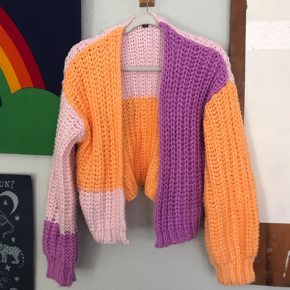 Color block cardigan